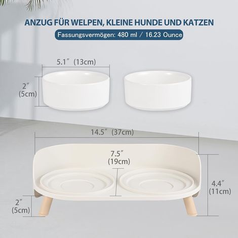 Ensemble de litière surélevée JeiibrZui Gold pour chat - Gamelle en céramique 2 pièces avec support en métal et tapis en silicone - Conception (1/5)