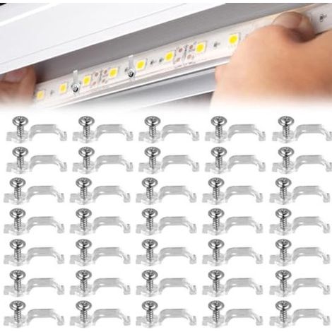 50 LED-Streifen-Befestigungsclips – wasserdicht, Schrauben im Lieferumfang enthalten (1/4)
