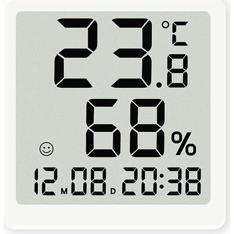 Thermomètre et hygromètre électronique numérique ultra-mince et minimaliste pour la maison, horloge électronique, thermomètre domestique, hygromètre d'intérieur, rectangulaire, blanc. (1/5)