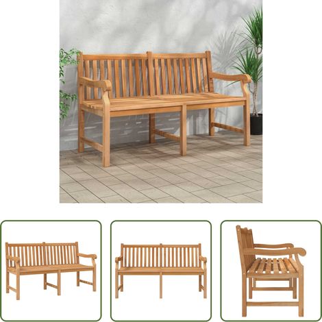 vidaXL Teakholz Gartenbank - Gartenbank 150 cm Massivholz Teak (1/5)