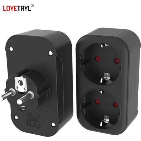 EU-Reiseadapter 16A 250V AC 1 auf 2-Wege-Stecker (französisch) BK (1/2)