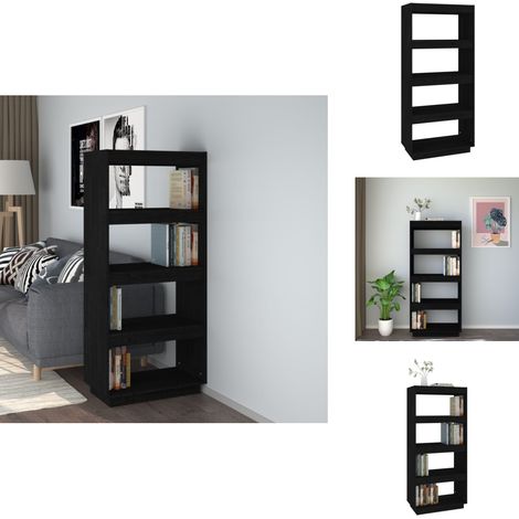 Bibliothèque/Séparateur de pièce Noir 60x35x135 cm Pin massif - Bibliothèque - Meuble Tv - Étagère - Rangement - Bois (1/5)