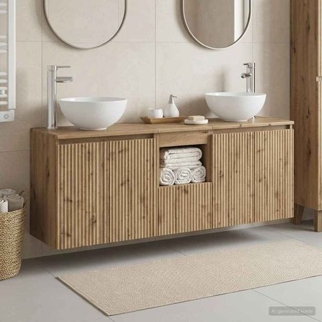vidaXL Bathroom Cabinet Set 3 pcs Artisan Oak 129 x 41 x 80 cm (1/5)