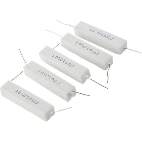 5 résistances de puissance Amico 10 W 10 ohms à 5 spires en céramique cimentée (1/4)