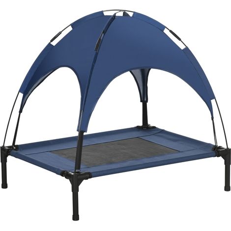 Cama elevada para mascotas con dosel, plegable, azul oscuro, HOMVRA (1/5)