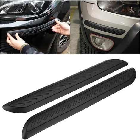 Dailygoody - Strisce antigraffio - Protezione paraurti - Nero - Striscia per carrozzeria - Adatta universalmente alla maggior parte delle auto - 2 pezzi