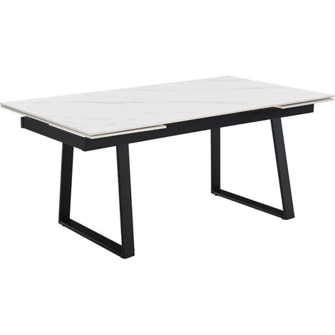 Table extensible 180/260 cm céramique blanc marbré pieds luge - NEVADA 02 (1/5)