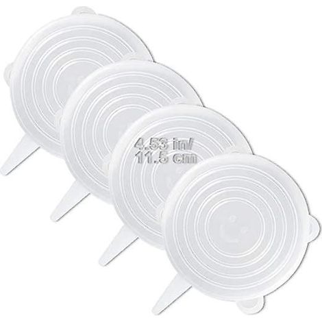 Set mit 4 dehnbaren Silikondeckeln, Einheitsgröße, dickere Ausführung, 11,5 cm Durchmesser (1/5)