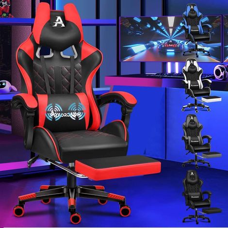 Gaming-Stuhl mit Fußstütze und Lendenwirbelkissen, ergonomischer Bürostuhl, hohe (1/5)