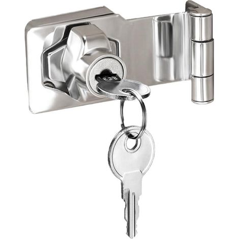 Vorhängeschloss Hasp mit Schlüssel, Türriegel aus Zinklegierung, 3 Zoll, silber