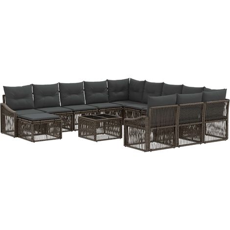Gartensofa-set 13 pcs Grau Poly-Rattan vidaXL