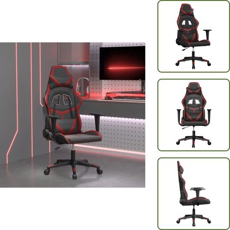 Similpelle - vidaXL Sedia Gaming Massaggio Nero e Rosso Vino in Similpelle - Comfort