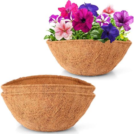 Filiyano-Doublures de rechange en fibre de coco pour paniers suspendus, 2 pièces rondes de 30 cm de diamètre et d'épaisseur, idéales pour les fleurs (1/5)