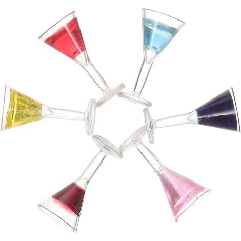 Lot de 6 mini verres à vin, verres à cocktail miniatures, jouets pour enfants, accessoire de décoration miniature pour la maison (1/5)