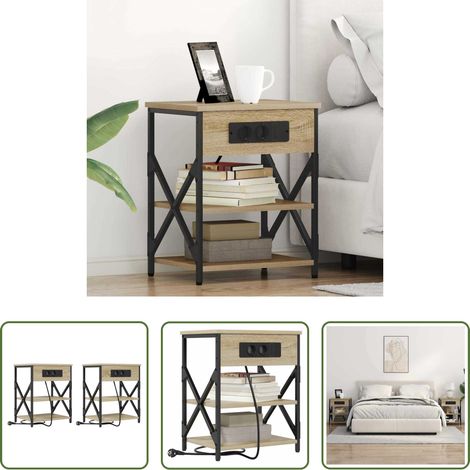 vidaXL Nachttisch Sonoma-Eiche - Nachttisch 2 pcs Sonoma-Eiche 41 x 31 x 51 cm Holzwerkstoff (1/5)