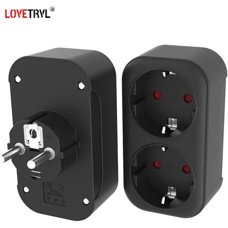 EU-Reiseadapter 16A 250V AC 1 auf 2-Wege-Stecker (französisch) BK (1/2)