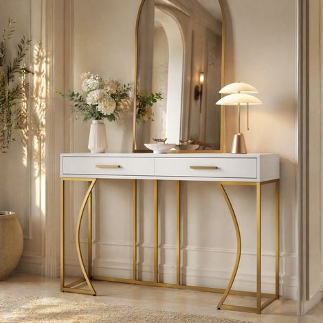 Mueble recibidor con cajón MDF 110x32x85 cm OKMYHOME (1/5)