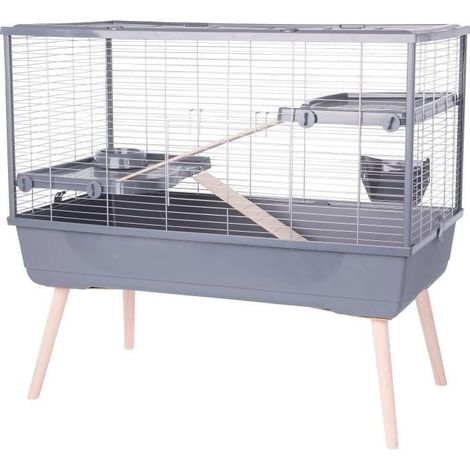 Jaula para roedores elevada - Zolux - Néolife - 2 pisos para conejo - 99 x 54 x 92 cm - Gris (1/2)