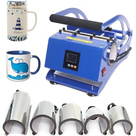 Tassenpresse Mug Sublimationspresse 600W - 200 ℃ Heisspresse Hitzepresse mit 6 Untersetzer Transferpresse Tassen Bedrucken Multifunktionale Sublimations-Drucker Becherdruckmaschine für Kaffeetasse (1/5)