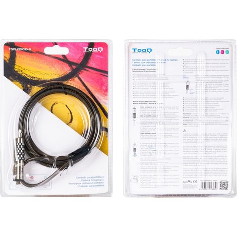 Cable de Seguridad Tipo NANO para Portátiles TooQ TQCLKC0035-G/ 1.5m (1/2)