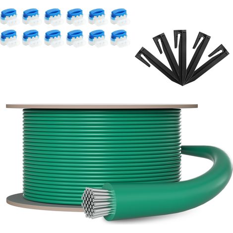 SWANEW 500m Câble Périphérique Universel pour Tondeuse-Robot, 60 Connecteurs de Câble + 1750 Piquets de Terre, Ø 2,7 mm, Câble de Délimitation pour Jardins (1/5)