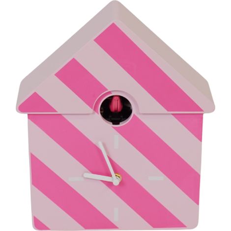 Horloge Murale Coucou avec Motif à Rayures pour Décoration Intérieure Rose 24 x 27 x 9 cm - PANGIVO (1/5)