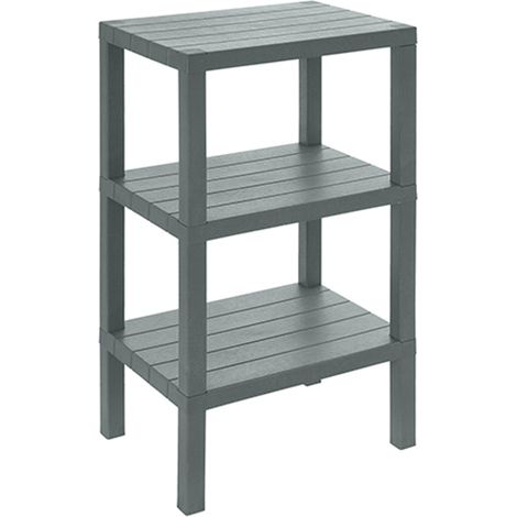 Colonna Bagno Scaffale 3 Ripiani Plastica Feridras Woody - Colore: Grigio (1/3)