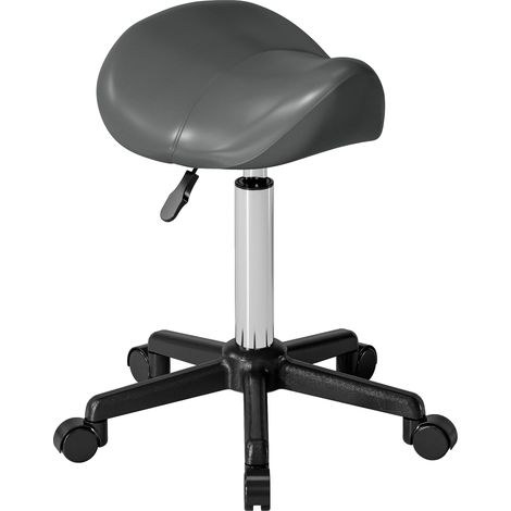 Tabouret à roulettes gris 48x47x45-57cm, selle ergonomique, chaise travail hauteur 45-57 cm (1/5)