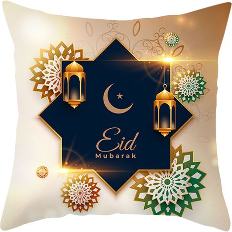(10) Housse de coussin de chambre en velours peau de pêche Golden Moon à imprimé ethnique (1/2)