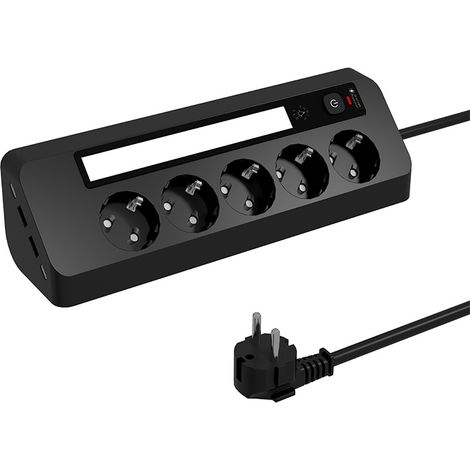 Regleta básica JSSEVN-Power-Base de 5 tomas, cable de 1,8 m, color negro medio (1/3)