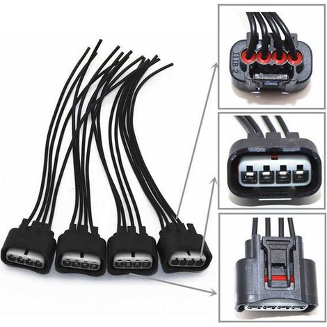 4 Black ABS Toyota Lexus Ignition Coil Tail Adapter Repair Wiring Harness Kit (OP) (1/5)