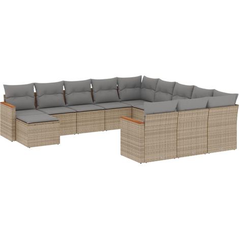 Maison Exclusive - Patio Sofa Set 12 plaza Beige y gris (1/5)