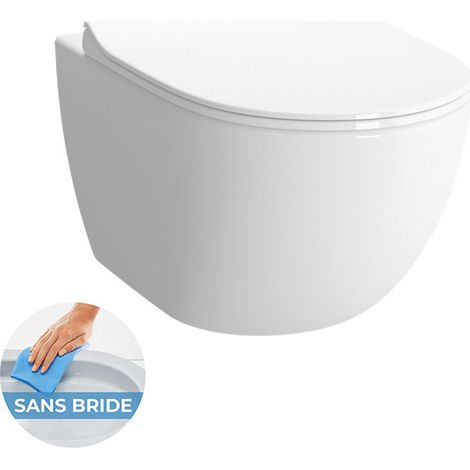 Vitra SENTO Cuvette RIM-EX (sans bride) et abattant ultra-fin avec frein de chute (7748B003-0075 + 120-003R009-lm) (1/5)