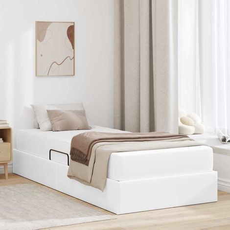 vidaXL Aufbewahrungsbett mit Matratze mit Matratze 2 pcs Weiß Leder (1/5)