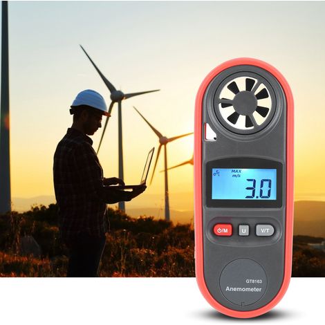 Digitales tragbares Handanemometer, Windgeschwindigkeitsmesser, Windtemperaturmesser, Thermometer (1/5)