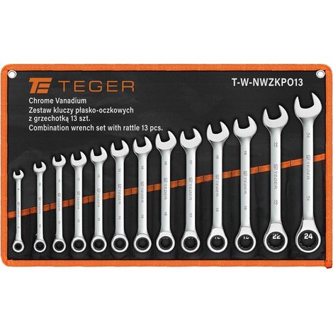 Set di chiavi combinate a cricchetto, 8-24 mm, 13 pezzi, Teger (1/3)