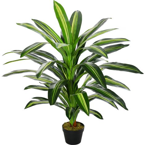 110cm/3.6FT Artificial Dracaena Tree Decorative Plant 40 Leaves with Nursery Pot, Fake Tropical Tree for Indoor Outdoor Décor