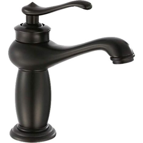Antiker schwarzer Kupfer-Badezimmer-Küchenhahn, Einloch-Einhand-Kalt-Warmwasser-Mischbatterie, Küchenkanal, Einzelanschluss-Wasserhahn