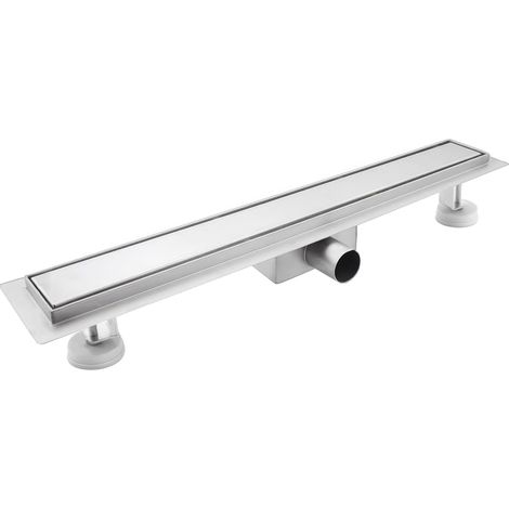 Caniveau de Douche 60cm à Carreler, Acier Inoxydable, Kit Complet Extra plat, En acier inoxydable, Kit complet avec siphon et tamis à cheveux (1/5)