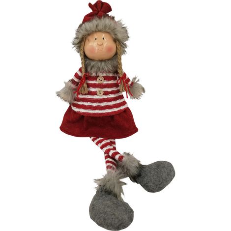 Rebecca Mobili Elf de Noël Gnome Tissu de Noël Gris Rouge Personnages