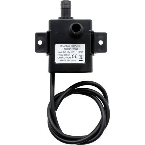 Mini Wasser- und Ölpumpe bürstenlos DC12V, ultra leise und wasserdicht für Brunnen und Aquarium, 240 L/h, 5 W, Hubhöhe 3 m, 0–100 °C (1/5)
