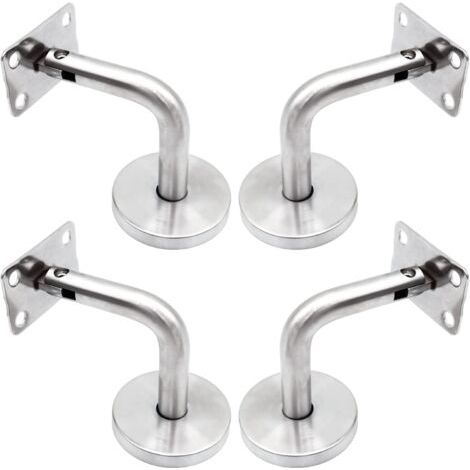 Supports De Main Courante Pour Fixation Murale Acier Inoxydable Poli Support Escalier Avec Couvercle Base Supports Muraux Garde-Corps Pour Mur Intérieur, Loft, Barre Support Pour Corridor 4 Pièces