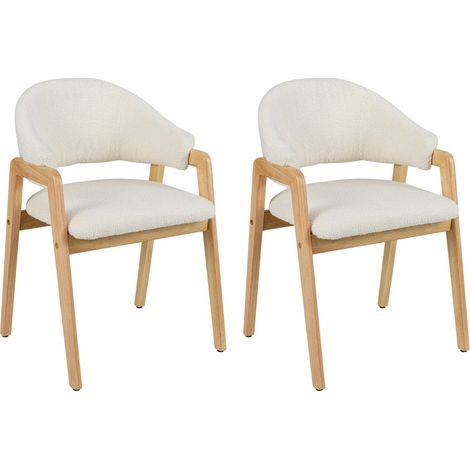 Set di 2 sedie da pranzo moderne con seduta imbottita e schienale curvo ergonomico, Sedie per sala da pranzo Bianco (1/3)