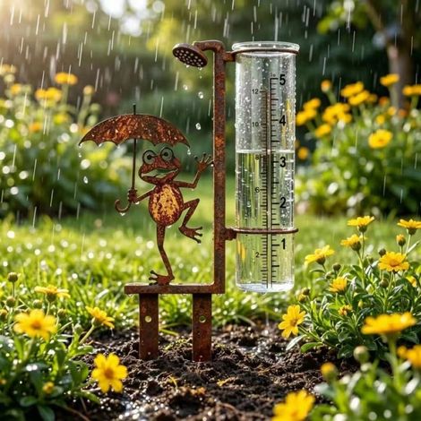Pluviomètre grenouille en métal résistant aux intempéries, décoration de jardin pour terrasse et pelouse, Bronze