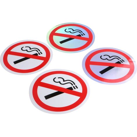 Autocollants Résistant aux Rayures et Facile à Enlever Lot de 4 Interdiction de Fumer en Pet Blanc pour Restaurant et Café sur Surfaces Lisses (1/5)