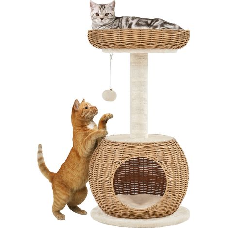 Homevive Árbol para Gatos de 2 Niveles Ratán Tejido a Mano con Cueva Cama Superior Postes Rascadores de Sisal 40x40x75cm Cojines Lavables y Bola de Juguete Beige
Visita la tienda de Homevive (1/5)