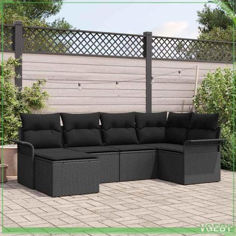 Ensemble de canapé de jardin - FAFEICY - 3354102 Modulaire - Noir - Polyrotin - Rangement 6 places (1/5)