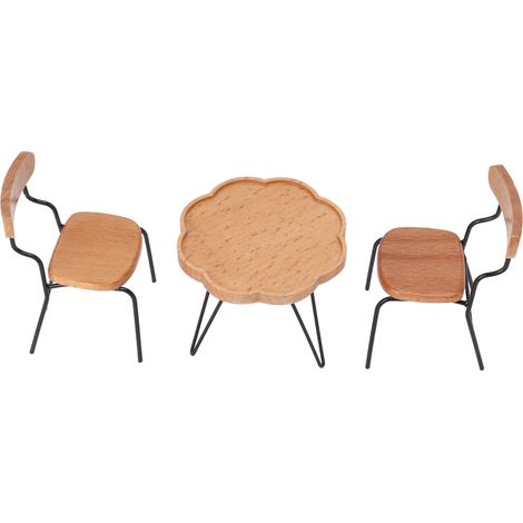 Gartenmöbelset für Puppenhäuser aus Holz, Maßstab 1:12: Tisch und Stuhl, dekorative Accessoires für Puppenhäuser. (1/5)