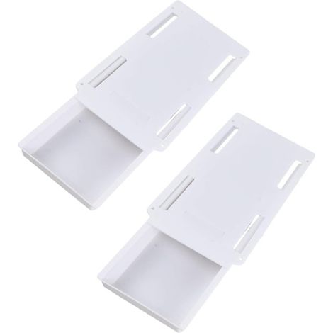 Boîte de rangement dissimulée sous bureau (2 tiroirs) - Organisateur de tiroirs - Boîte de rangement autocollante - Sans perçage - Double tiroir - 22 × 11 × 3 cm - Blanc - Plastique (1/5)