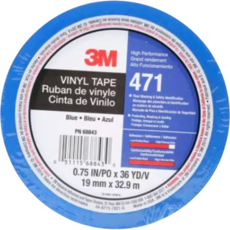 Ruban Adhesif Vinyle 3M 471 Bleu 19mm x 33m 0.14mm Emballe individuellement